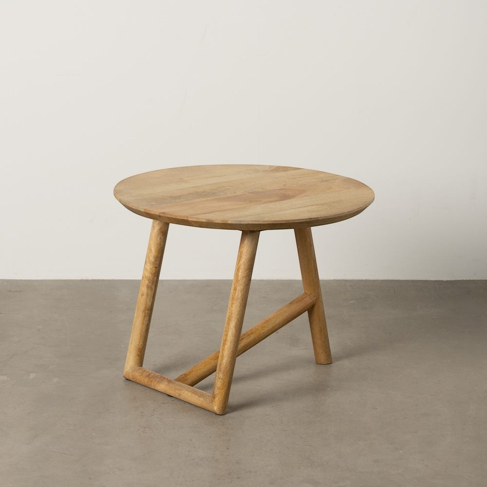 BERJAFEL - Mesa de centro de madera de mango natural 60 x 60 x 45 cm