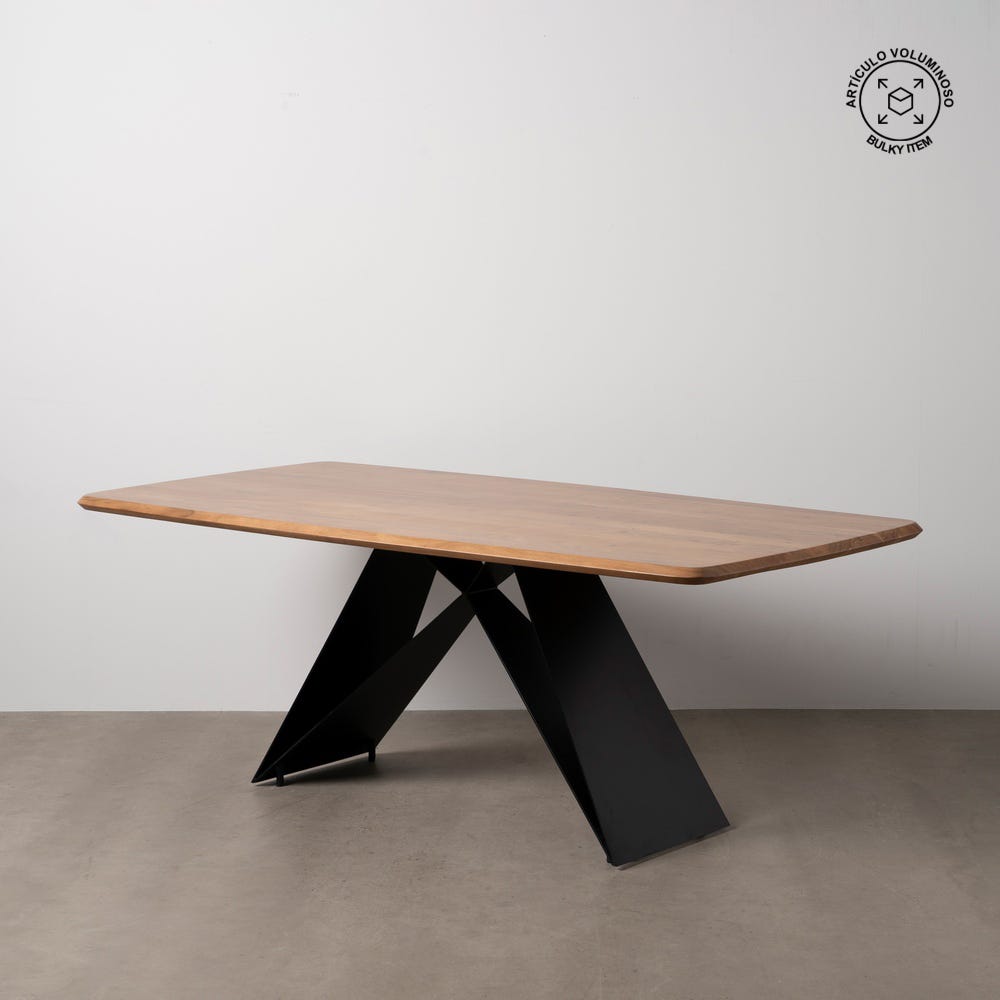 BUSA - Mesa de comedor madera metal salón 200 x 100 x 77 cm