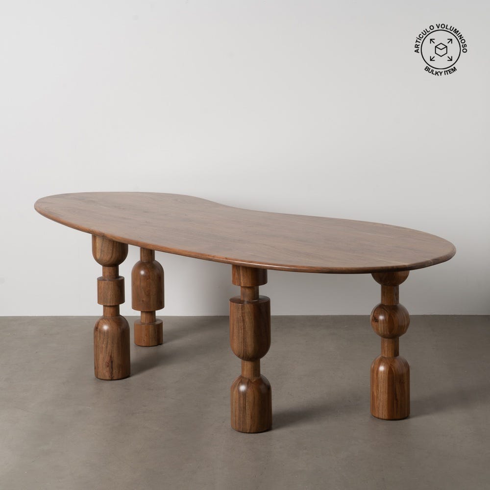 MURCA - Mesa de comedor marrón de madera de acacia 240 x 97 x 76 cm