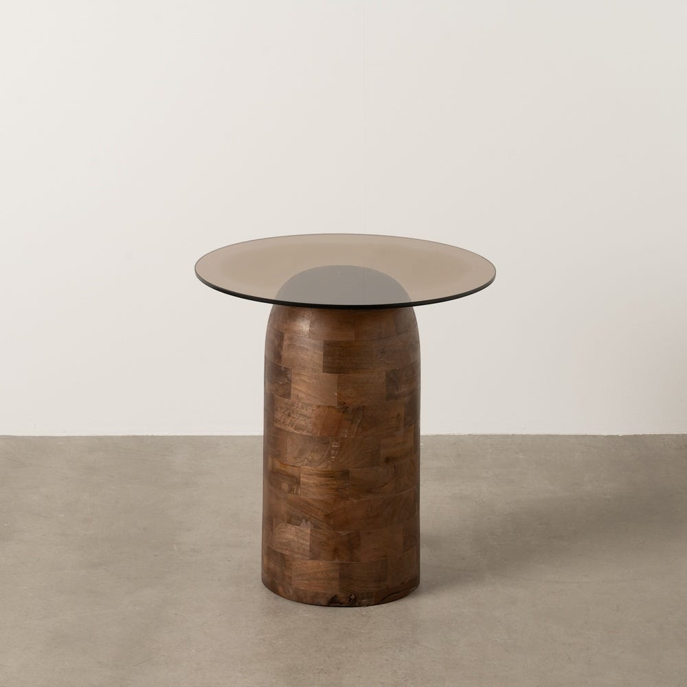 TENDE - Mesa de centro color miel de madera de mango 50 x 50 x 56 cm