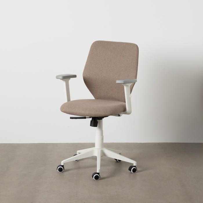 Chaise de bureau à roulettes taupe en tissu et métal 63 × 59 × 94,5 cm