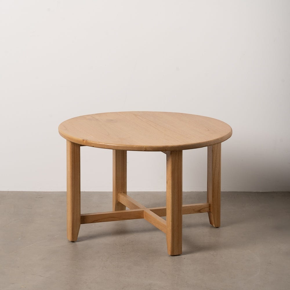 TRETS - Mesa de centro natural madera de mindi salón 80 x 80 x 50 cm