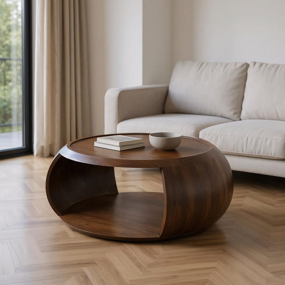 SOSPEL - Mesa de centro madera de mango salón 72 x 72 x 36 cm