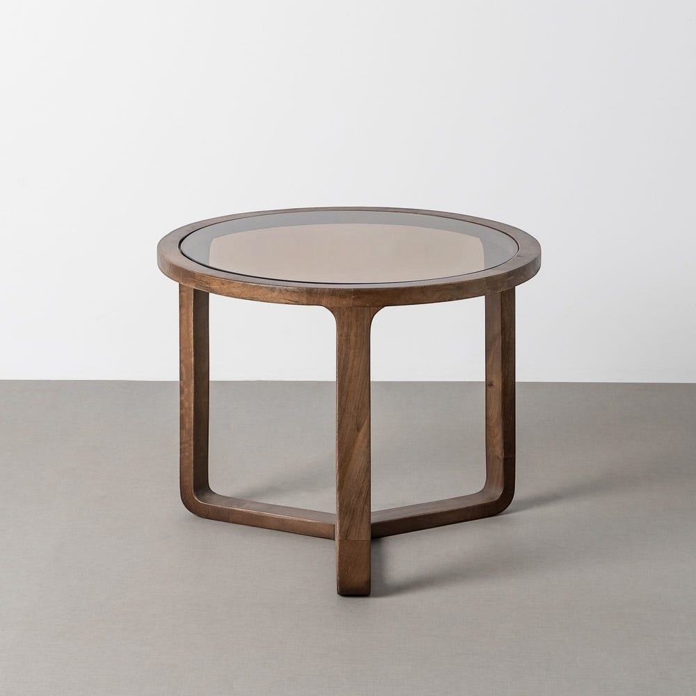 SAORGE - Mesa de centro de madera de mango para salón 60 x 60 x 48 cm