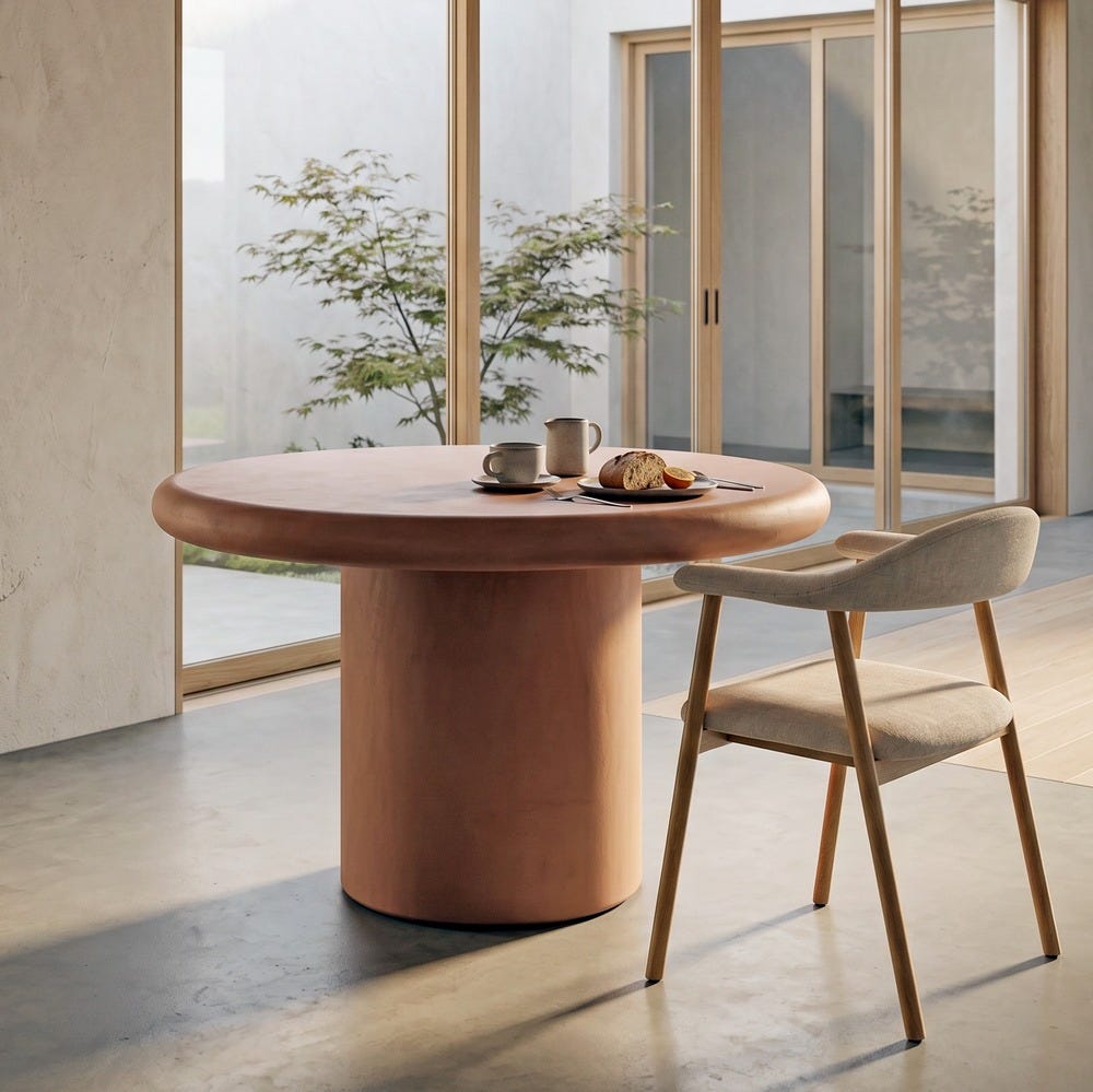 FANZARA - Mesa de comedor efecto cemento MDF 120 x 120 x 76 cm