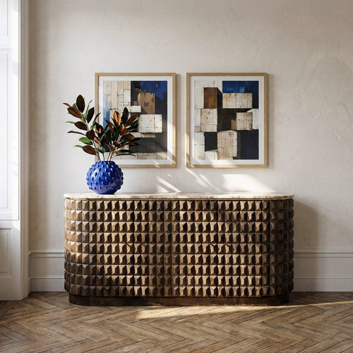 ARGAMASILLA - Buffet bois marbre 154 cm