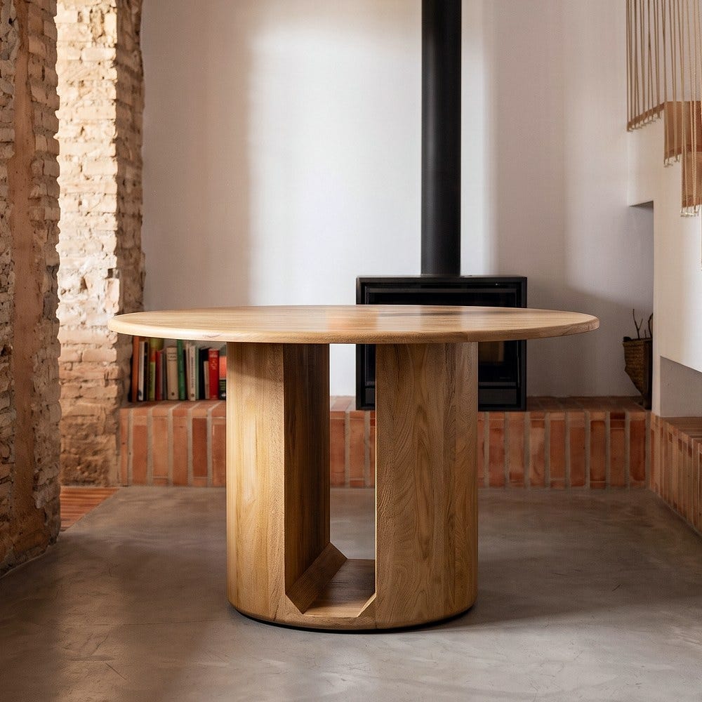 TERENA - Mesa de comedor madera de mango natural 130 x 130 x 76 cm