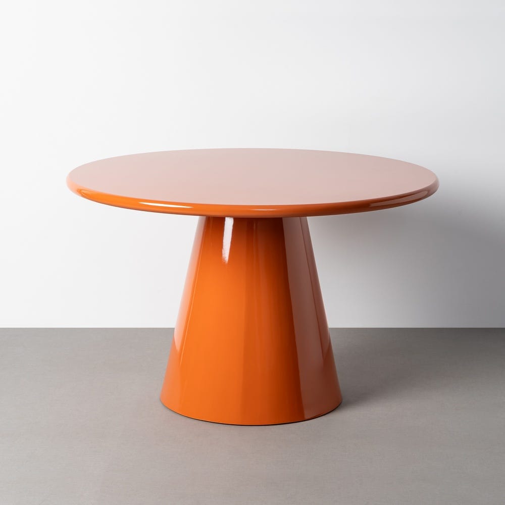 ARAS - Mesa de comedor brillante naranja 120 x 120 x 75 cm
