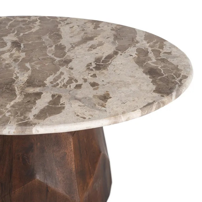 MURTOSA - Mesa de centro de madera y mármol para salón 90 x 90 x 40 cm
