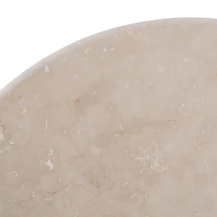 MENDAVIA - Mesa de comedor redonda de mármol y madera de mango de 120 cm