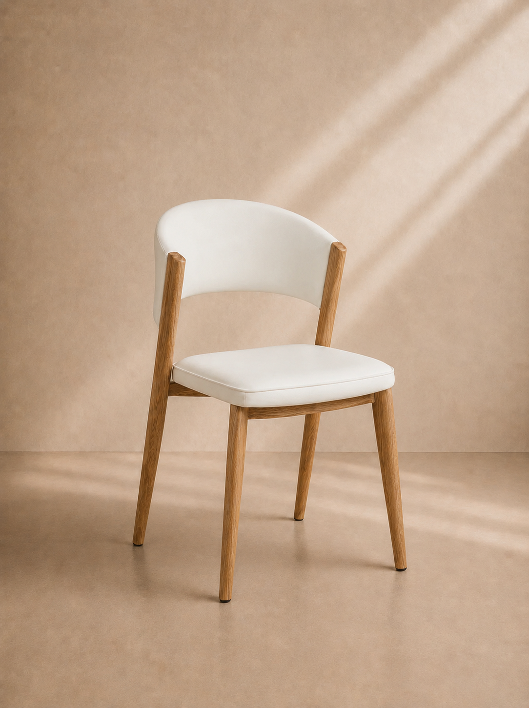 NERPIO - Chaise design blanche avec structure métal effet bois