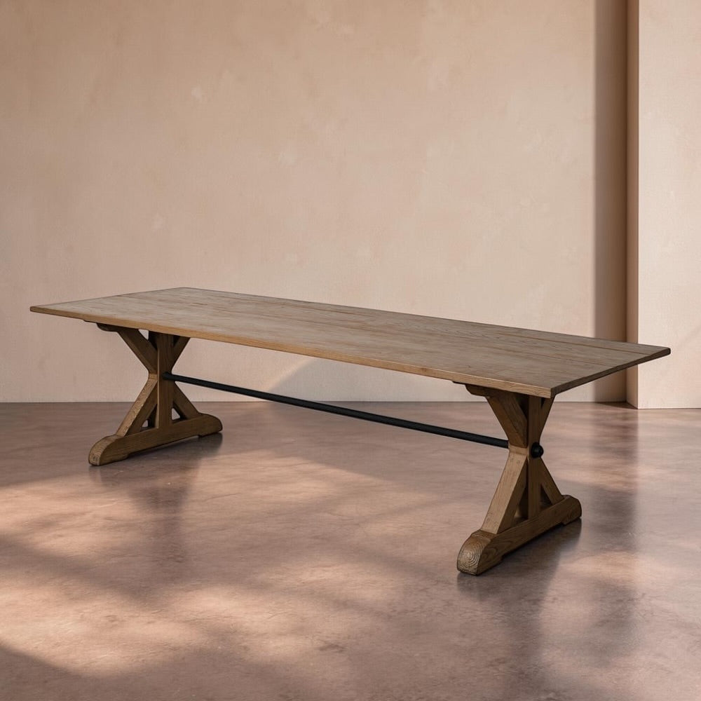 ALINS - Mesa de comedor de madera de roble para salón 300 x 98 x 76 cm