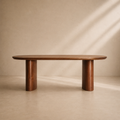 BARAS - Table à manger ovale en bois noyer – Élégance sculpturale pour 8 personnes