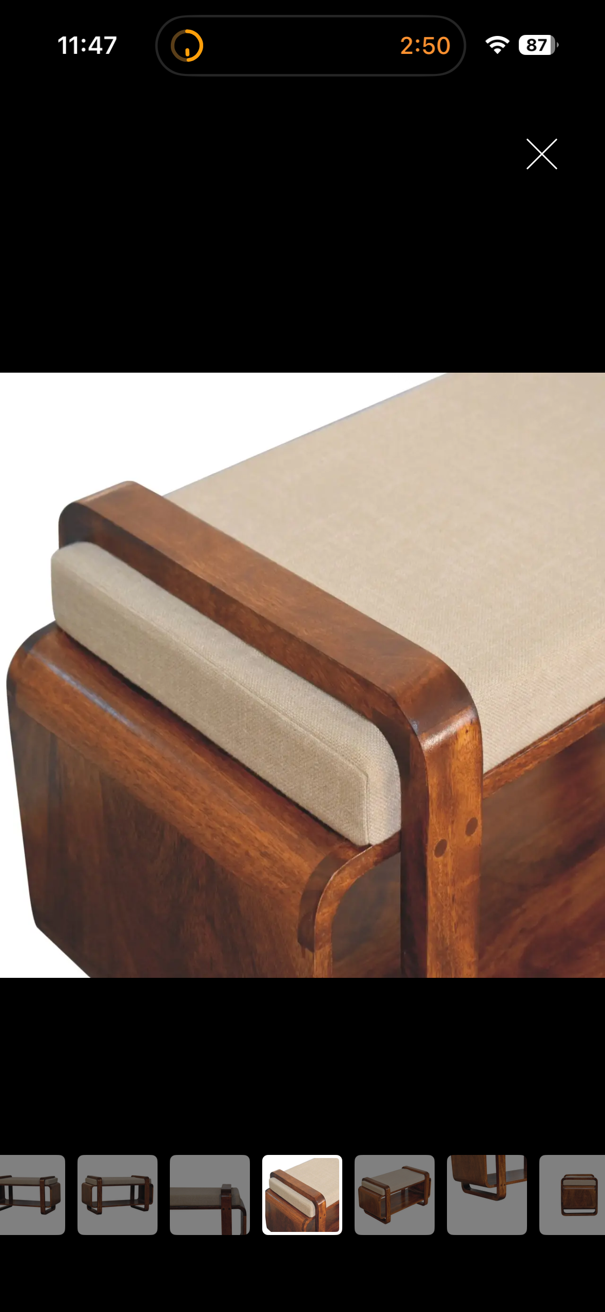 IRIS - Banc d’entrée design en bois massif avec assise en lin – Style Mid-Century