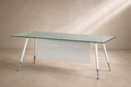 ALEAS - Bureau design en verre trempé 160 cm – Élégance et espace pour un bureau contemporain