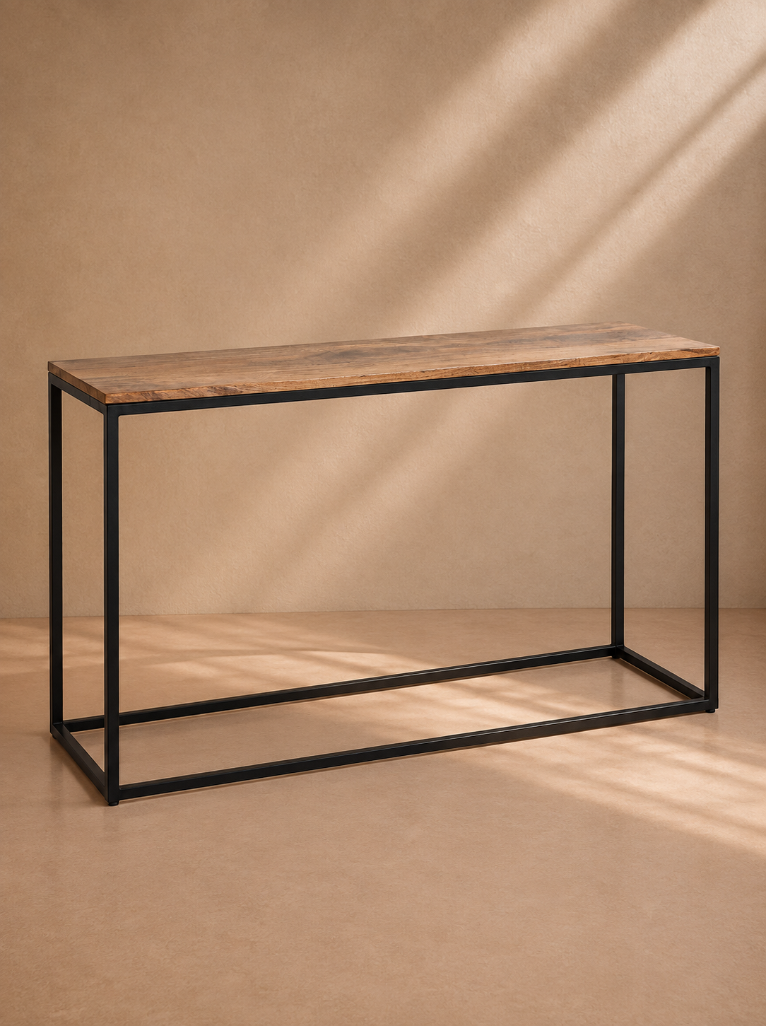 GERAS - Console en bois massif et acier noir 120 cm