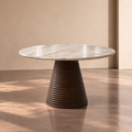 ANSO - Mesa de comedor de mármol y madera para salón 115 x 115 x 76 cm