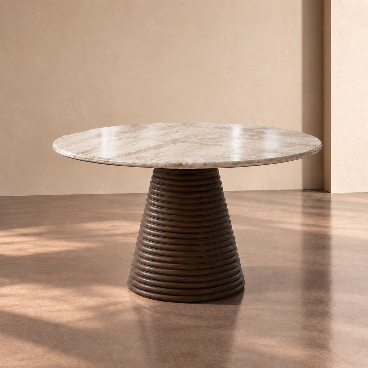 ANSO - Mesa de comedor de mármol y madera para salón 115 x 115 x 76 cm