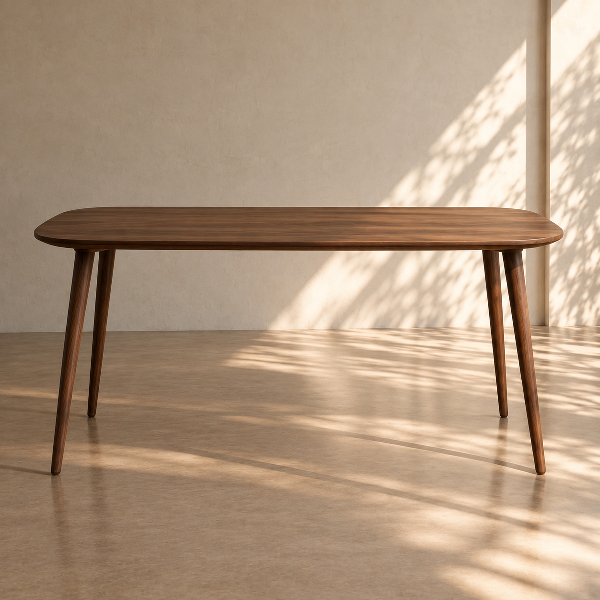 ARCAS - Mesa de comedor de madera de mango marrón oscuro 145 cm