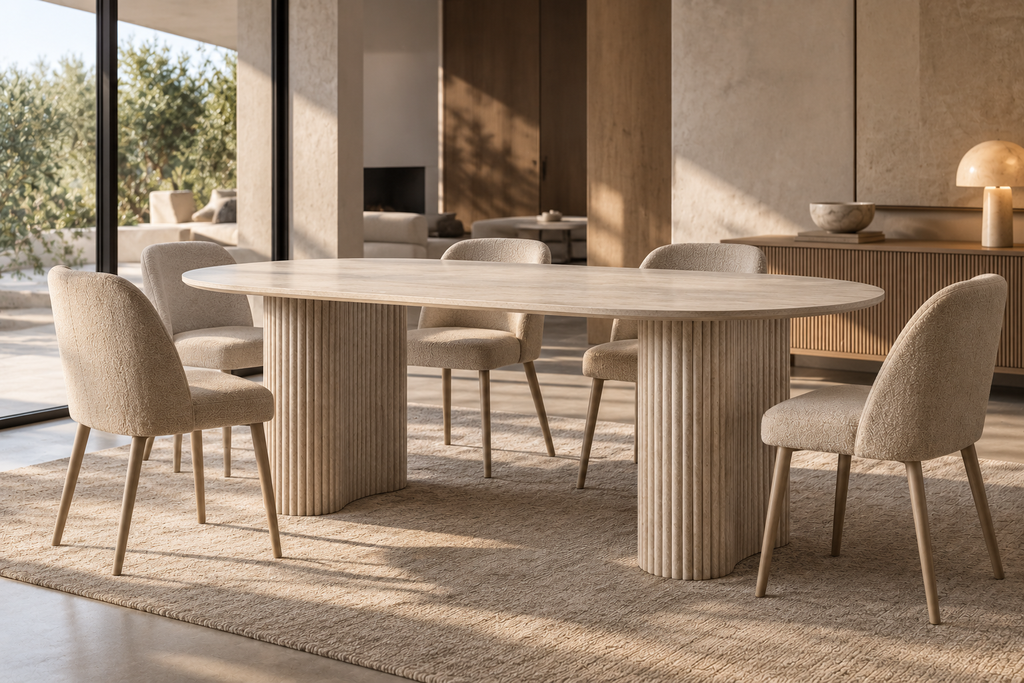 RUPIT - Mesa de comedor color piedra beige MDF 180 x 90 x 76 cm