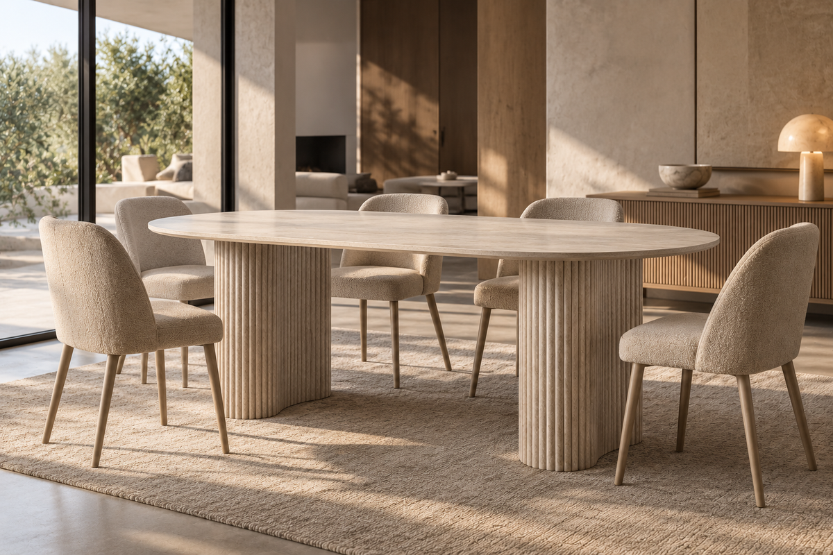 RUPIT - Mesa de comedor color piedra beige MDF 180 x 90 x 76 cm