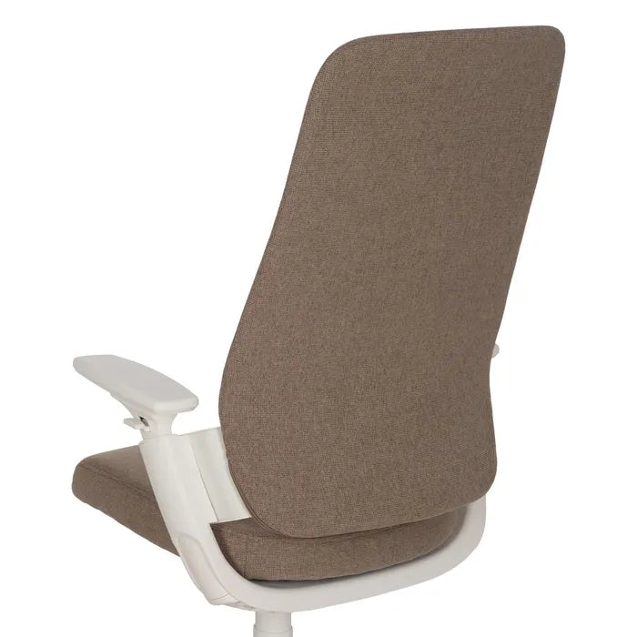 COLLIOURE - Silla de oficina con ruedas, tela color topo y metal, 67,5 × 62 × 114,5 cm