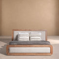 BELVER - Cama capitoné beige 220 x 200 cm