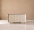 MAIANS - Aparador de diseño minimalista redondeado blanco / beige arena 150 cm