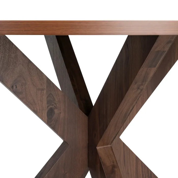 OSORNO - Mesa de comedor redonda 120 cm efecto madera, pata cruzada