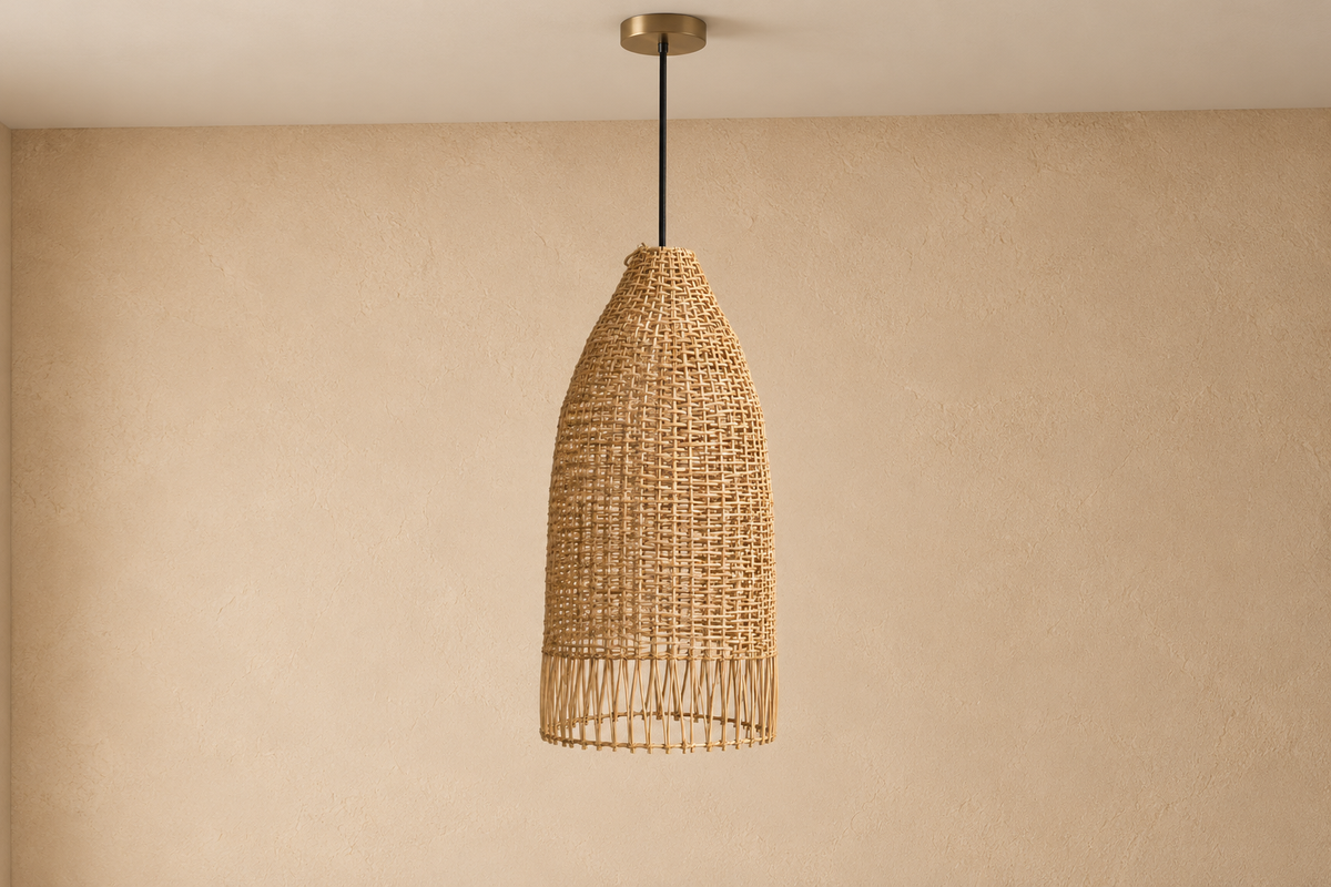 JABA - Abat-jour en rotin Ø46 × H91 cm – Style méditerranéen