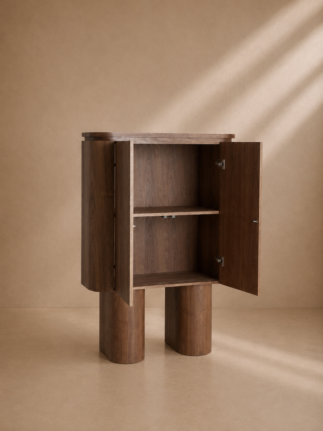 BARAS - Mueble de almacenaje de nogal de diseño contemporáneo