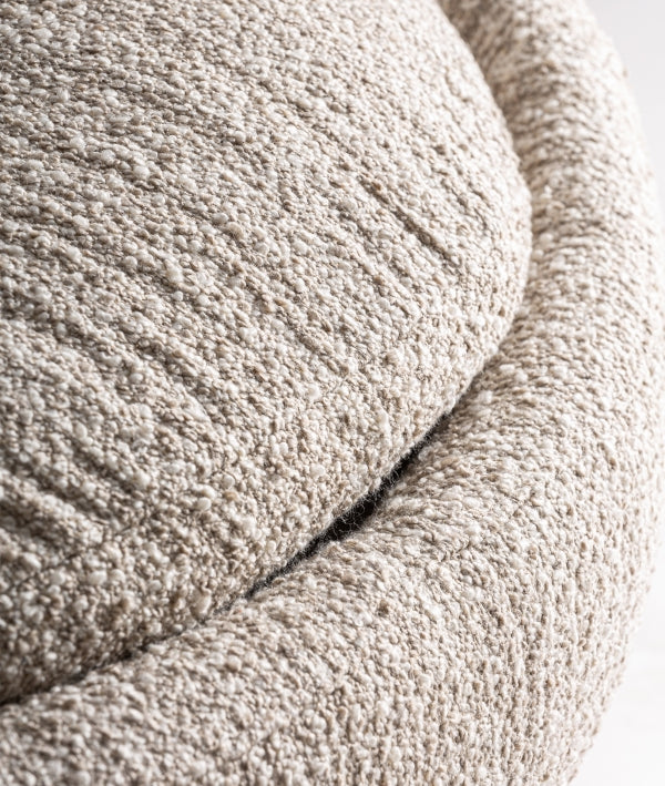 STORO - Sillón giratorio de diseño contemporáneo en tejido jaspeado beige, confort envolvente