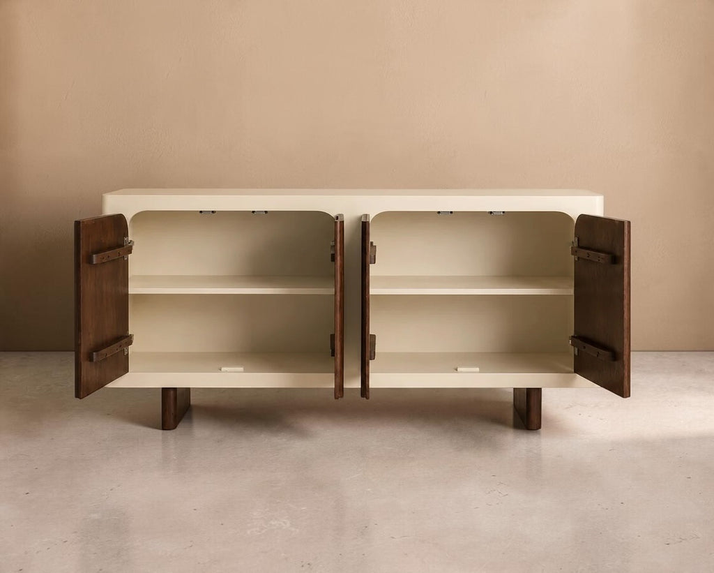 MAYANA - Aparador de design 160cm branco sujo e madeira