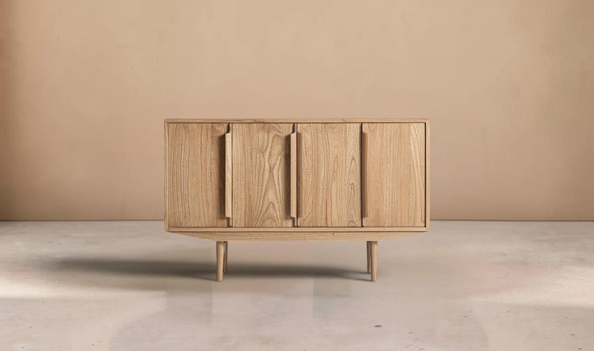 SAVEN - Aparador de madera de mindi marrón 130 cm