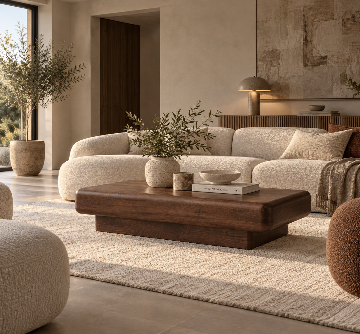 OBEJO - Mesa de centro de madera de acacia marrón 160 cm – diseño contemporáneo