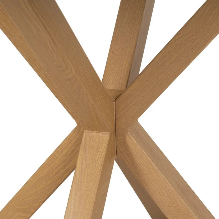 MAIRENA - Mesa de comedor redonda blanca 120 cm, patas de madera
