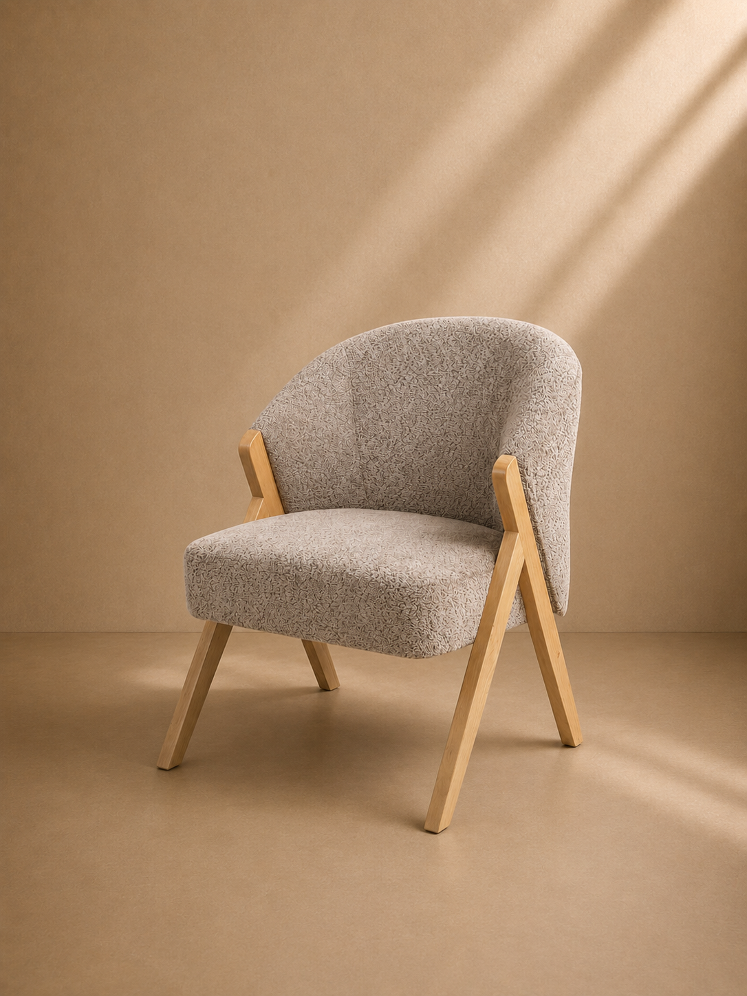 MEYNES - Fauteuil en tissu bouclette vison – Élégance et confort au quotidien