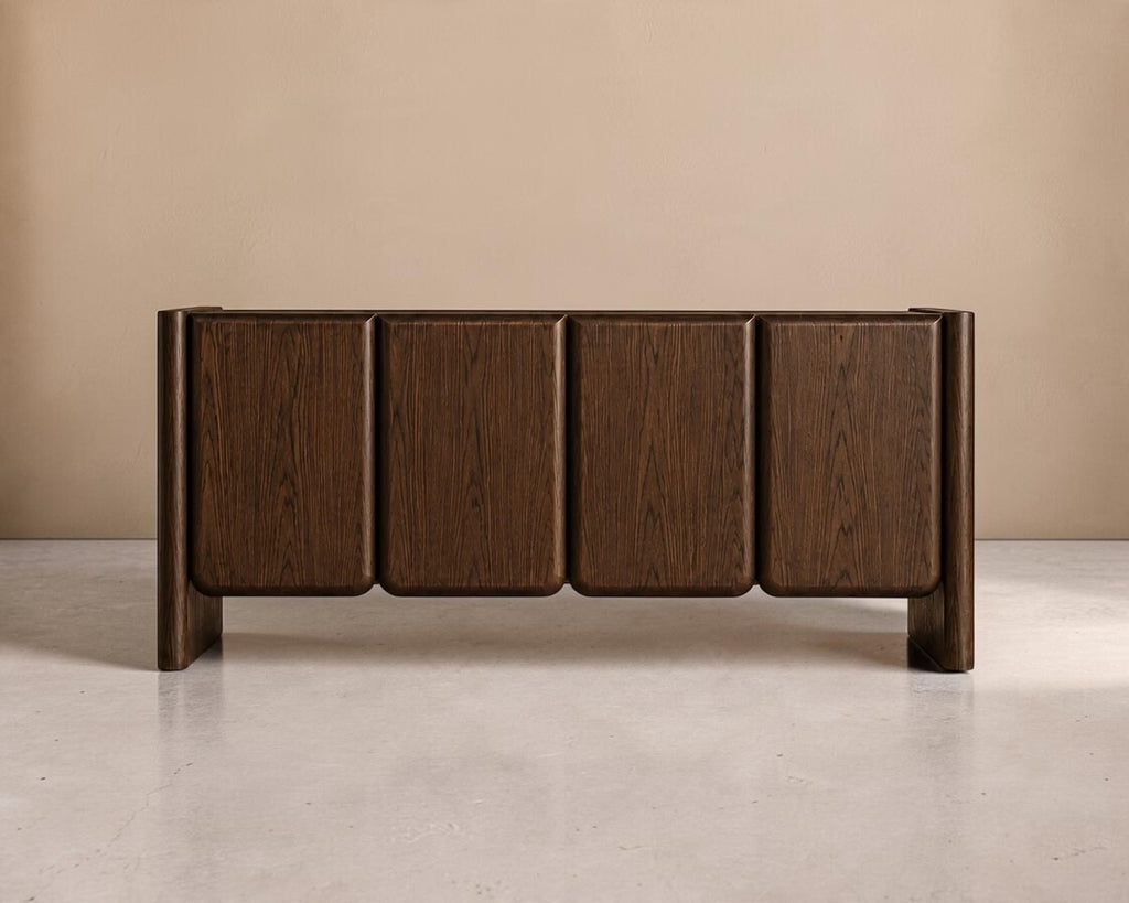 BISAYA - Aparador 180cm em madeira castanha nogueira com design contemporâneo