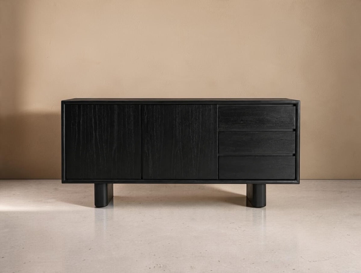 CASTRIL - Aparador 180 cm preto em madeira de mindi