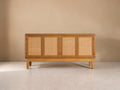 GARRUCHA - Aparador de 4 puertas de madera y rejilla de mimbre 160 cm – Marrón claro