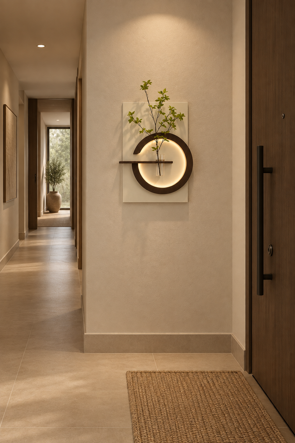 LOIU - Decoración de pared luminosa redonda con estante 50× 70 cm