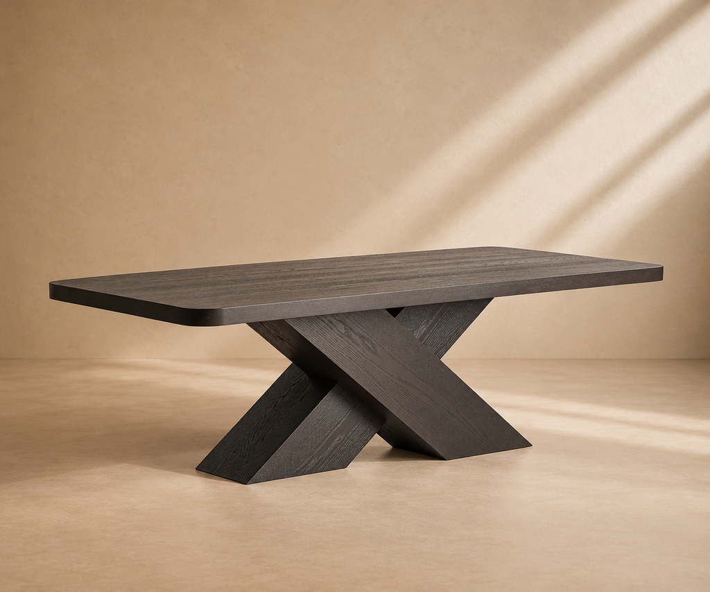 MAJAN - Table à manger en bois de chêne noir 240 cm – design contemporain et élégant