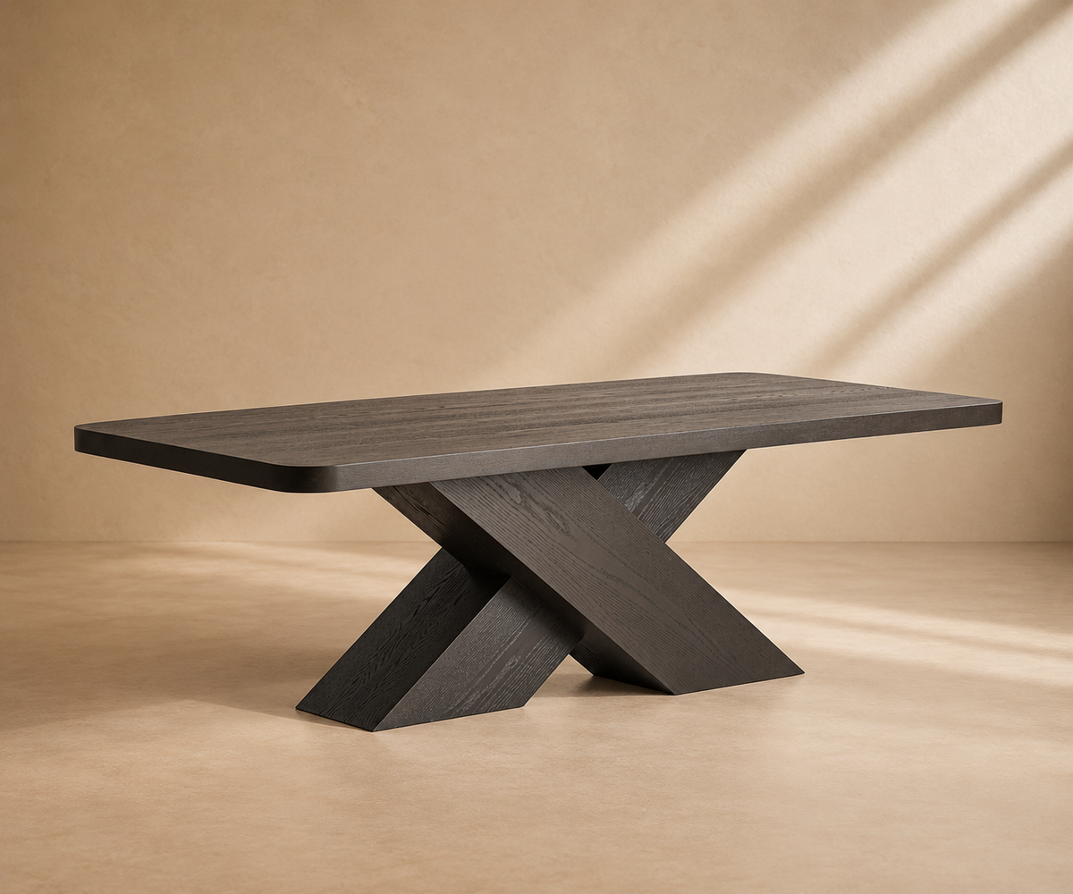 MAJAN - Table à manger en bois de chêne noir 240 cm – design contemporain et élégant