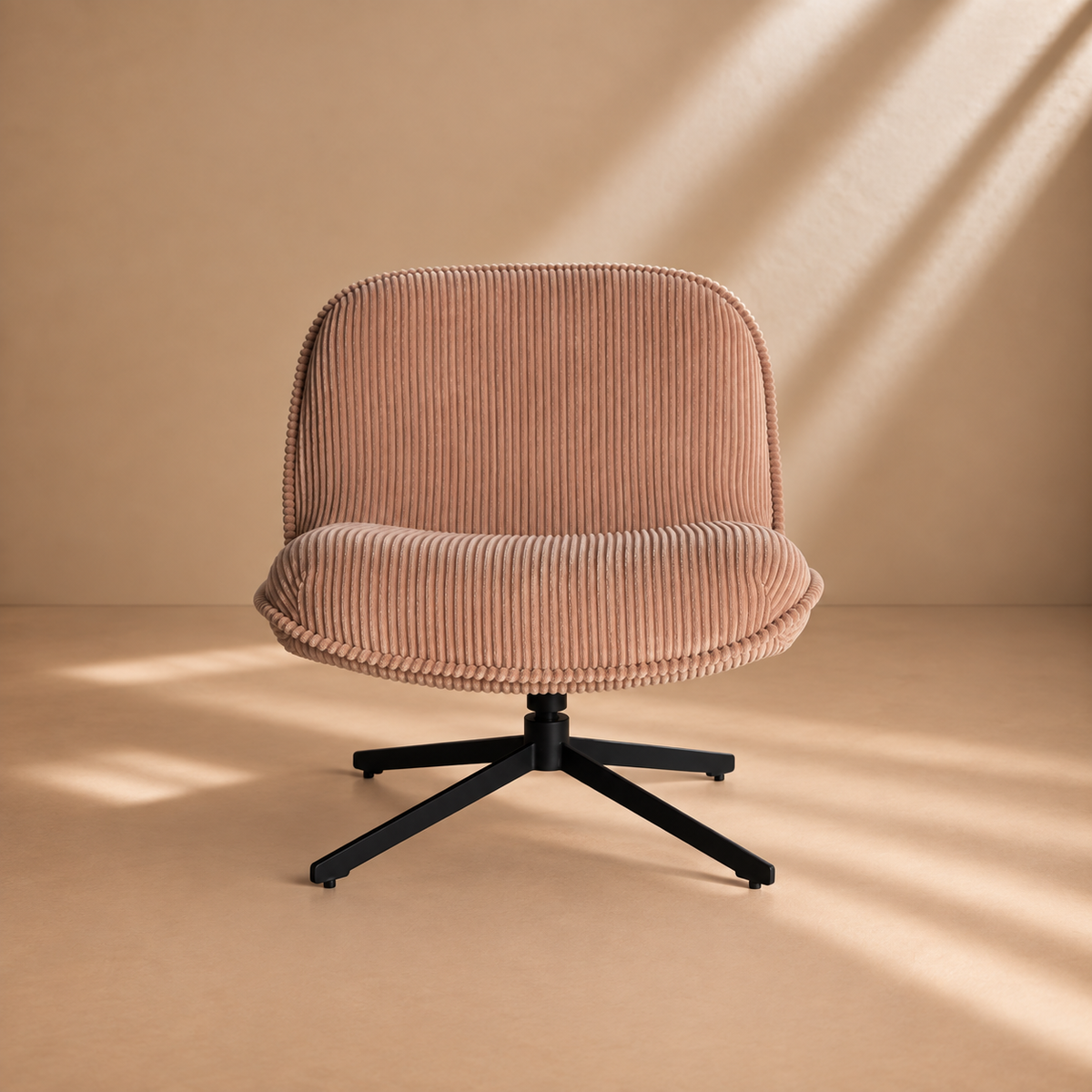 SUANO - Fauteuil pivotant en tissu côtelé terracotta – Design et confort