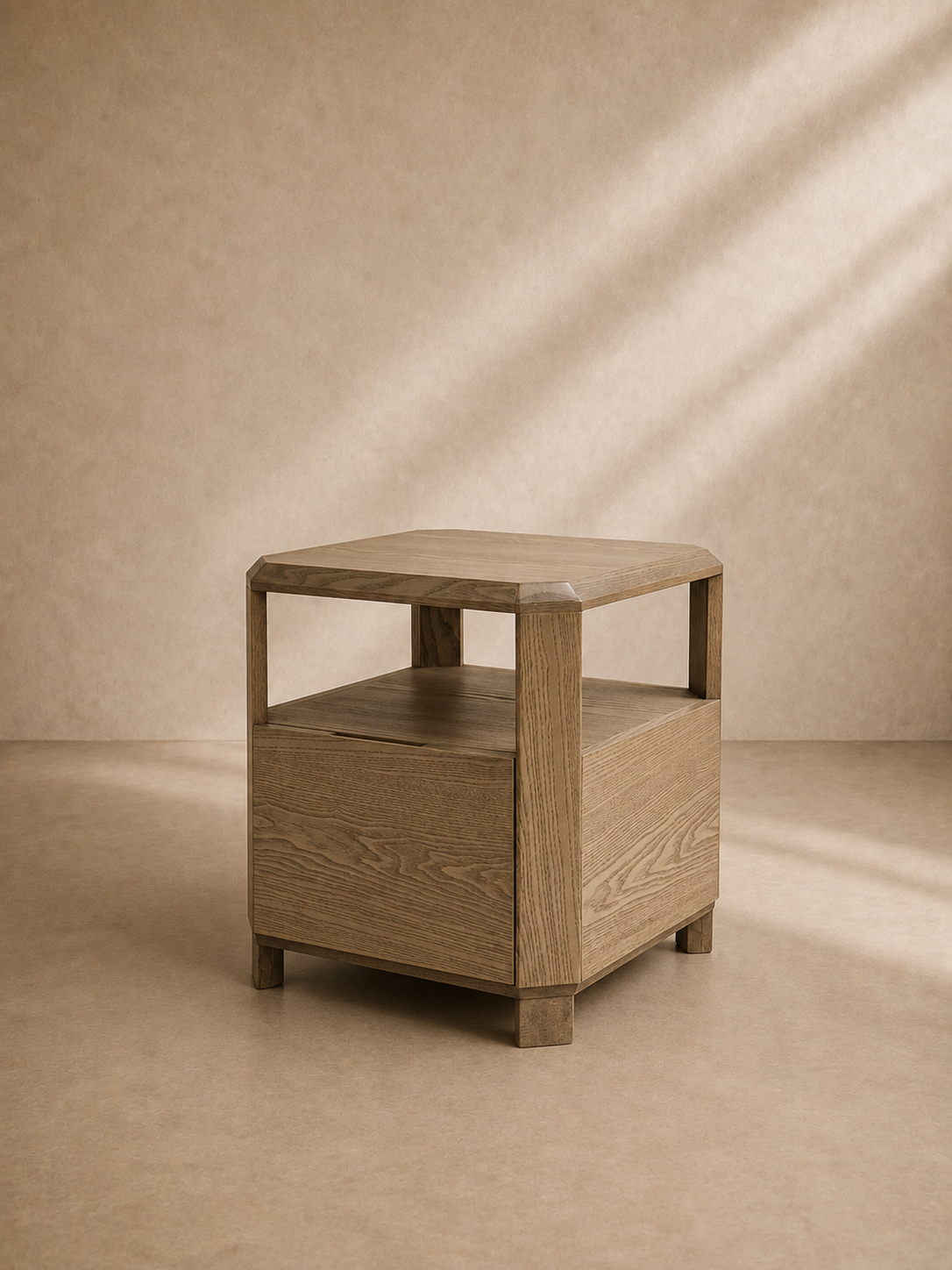 SESA - Mesilla de noche chapada en fresno lavado con cajón 45 × 45 × 50 cm