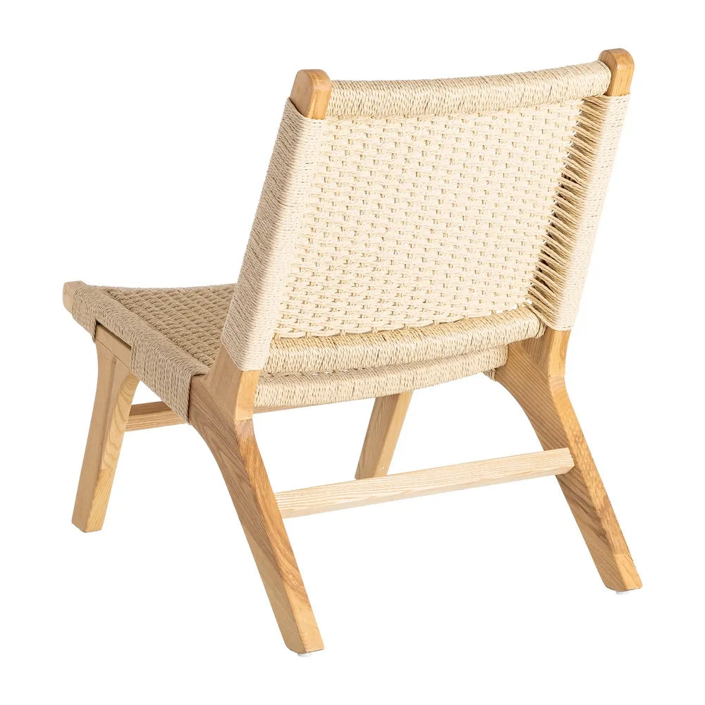 BRIONES - Silla relax de madera natural con asiento trenzado