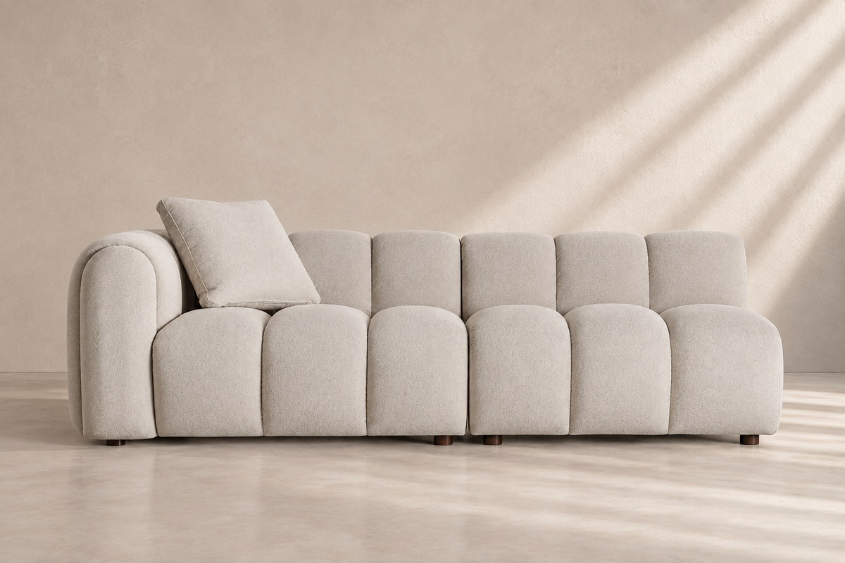 LAYOS - Module central de canapé modulable en tissu gris