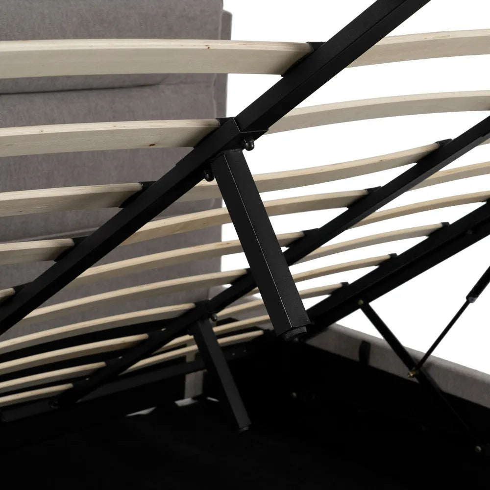 BOLEA - Lit tapissé gris pour matelas 180 cm