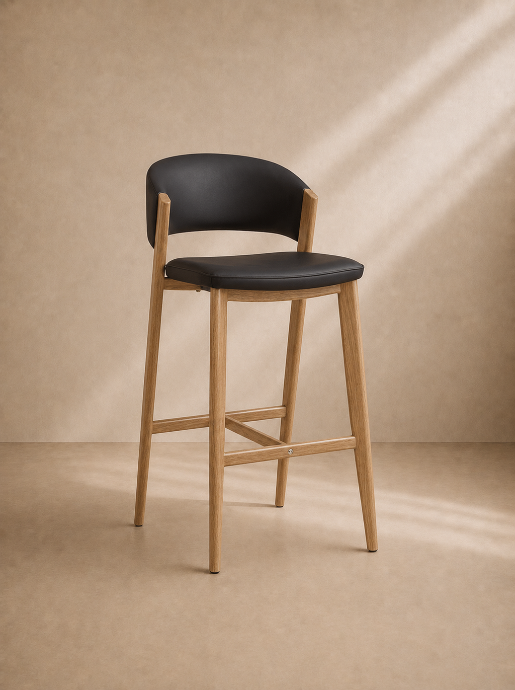 NERPIO - Tabouret de bar design en métal et similicuir noir
