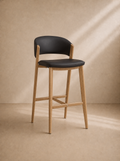NERPIO - Tabouret de bar design en métal et similicuir noir